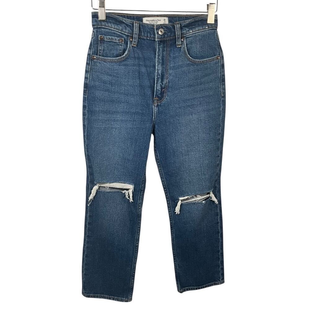 Abercrombie & Fitch Ultra High Rise Ankle Straight Jeans Womens 26/2 Distressed